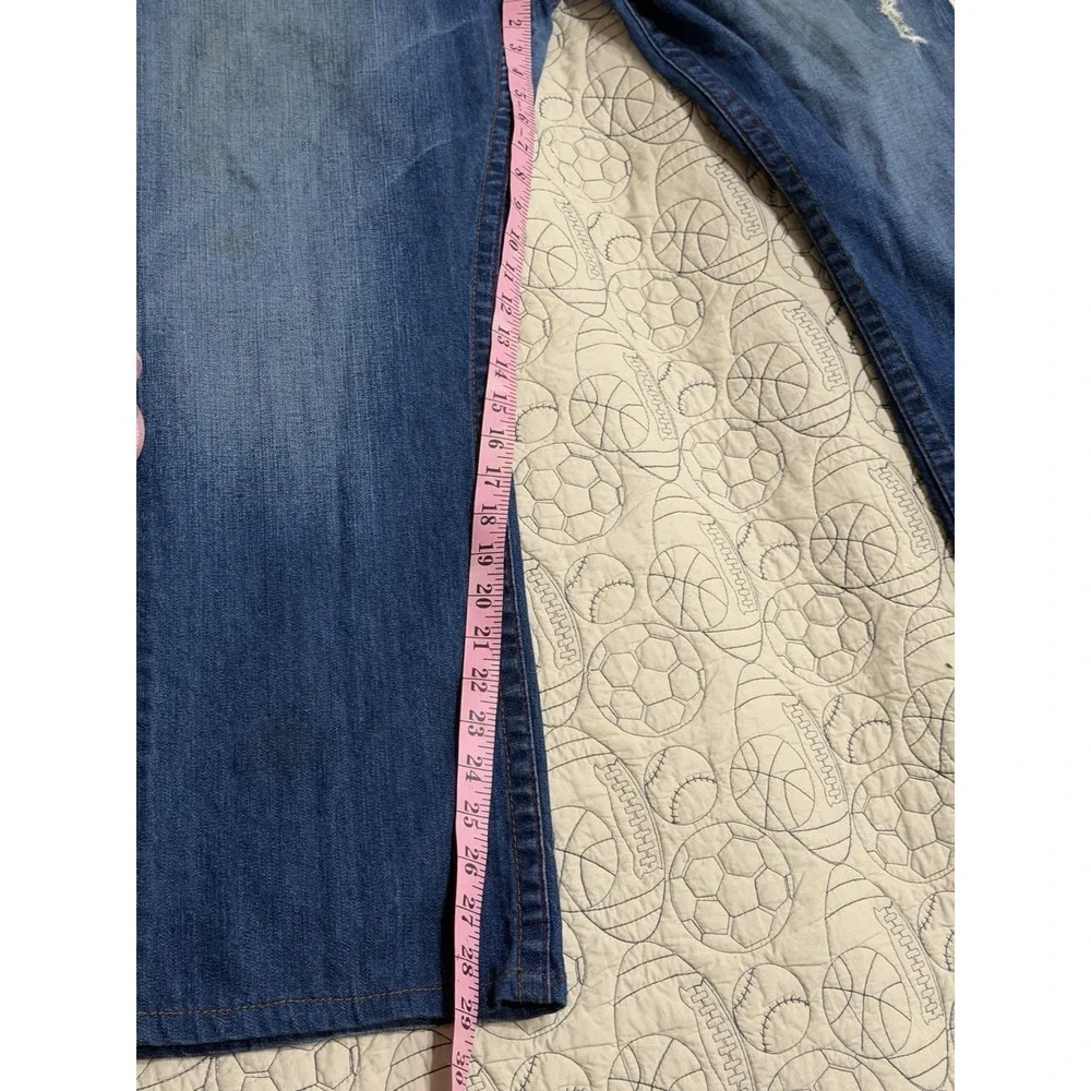 True Religion Mens Blue Jeans Tag Size 42 Distressed Pocket Flaps World Tour